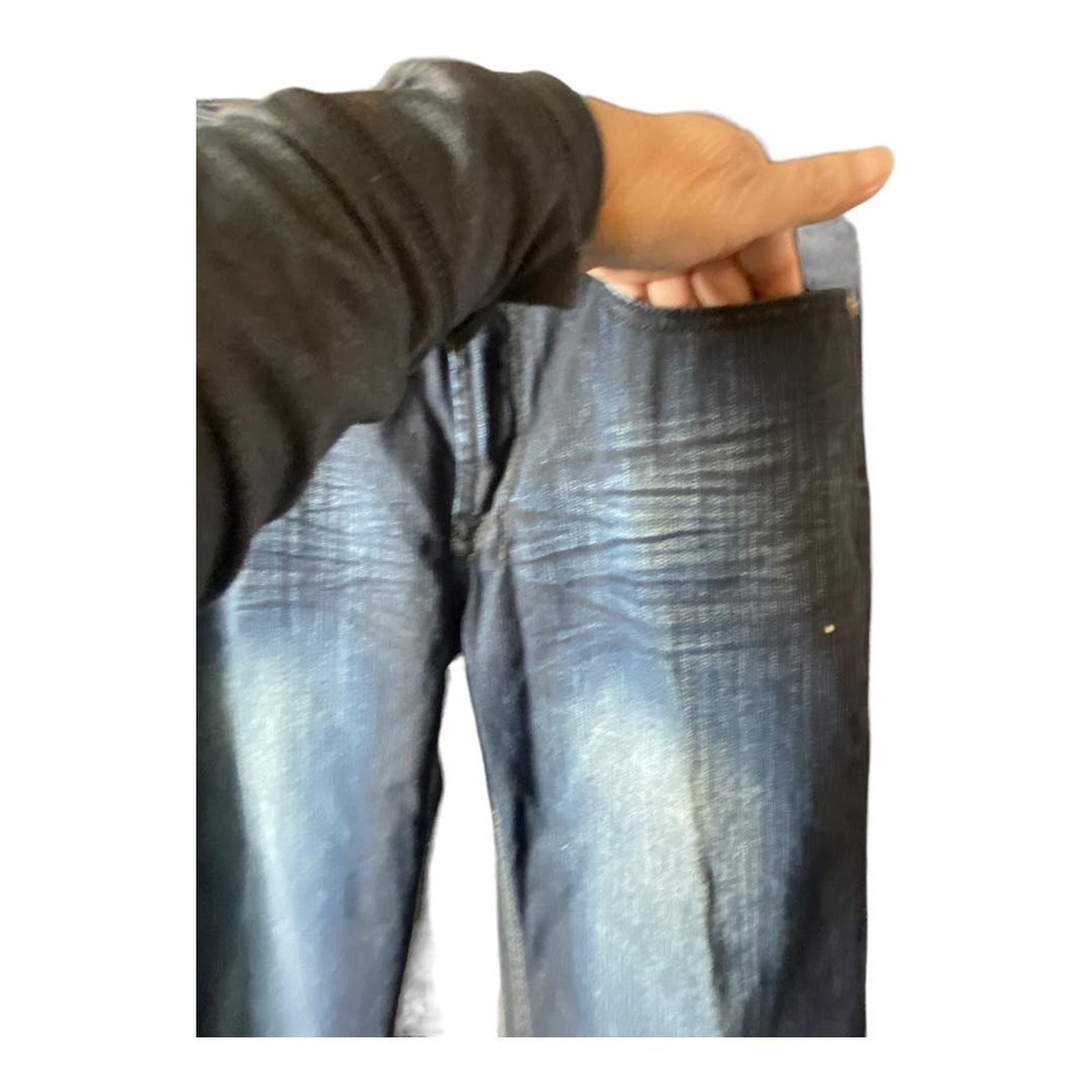 Helix Mens Size 34x32 Straight Leg Jeans Blue Dark Wash Denim Button Flap Pocket - Picture 3 of 7